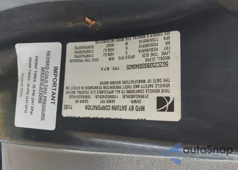 2003 Saturn Vue V6 from USA, damaged, VIN 5GZCZ53B83S845425